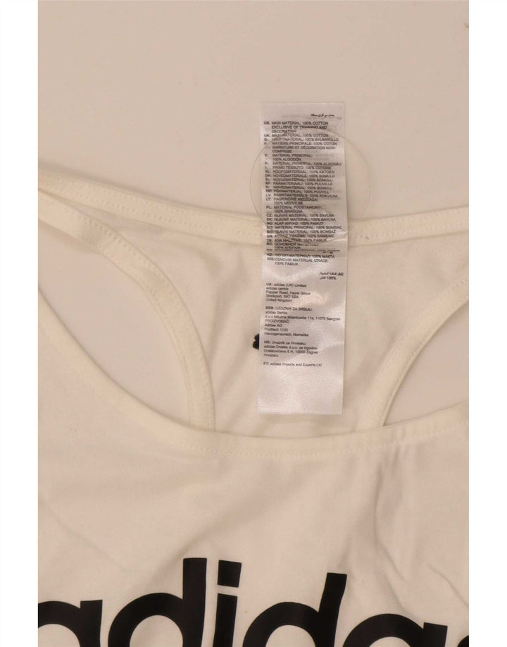 Adidas Dame Grafisk Vest Top UK 12/14 Medium White Bomuld