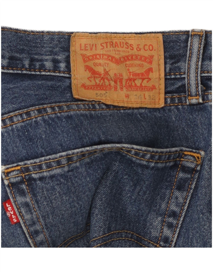 LEVI'S Herre 505 Straight Jeans W36 L32 Blå