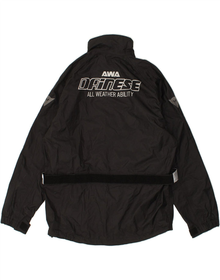 DAINESE Mens Graphic Rain Jacket UK 36 Small Black Nylon Vintage Dainese and Second-Hand Dainese from Messina Hembry 