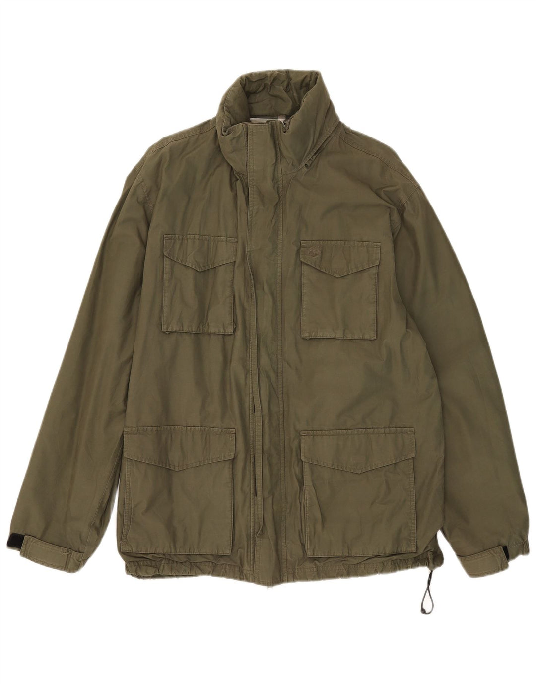 Timberland Herre Hooded Utility Jacket UK 40 Large Khaki Cotton