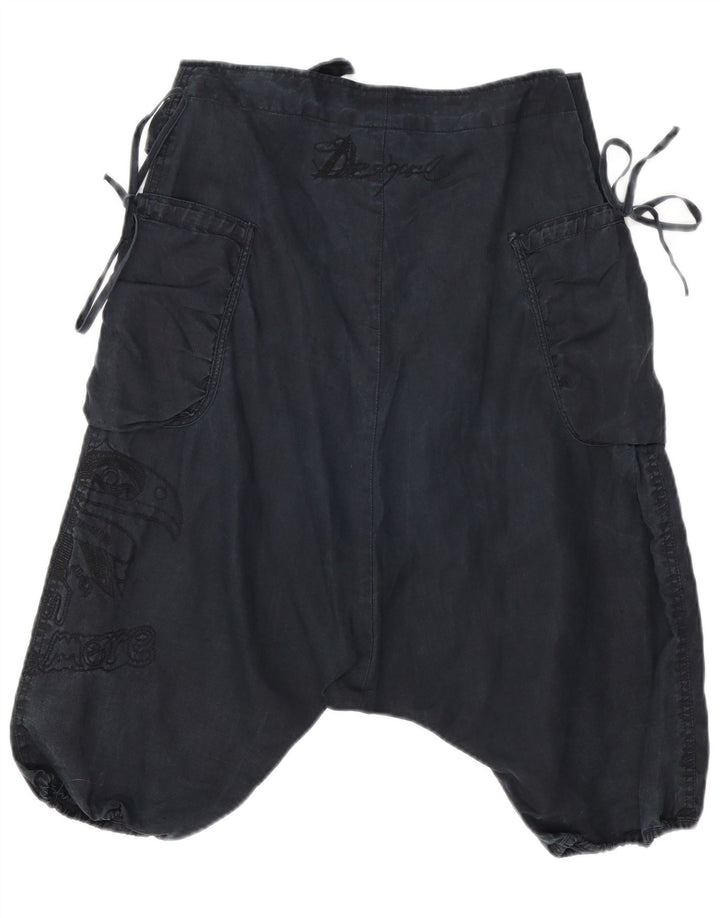DESIGUAL Grafisk Harem Cargo Shorts til kvinder EU 34 XS W30 Sort Ramie