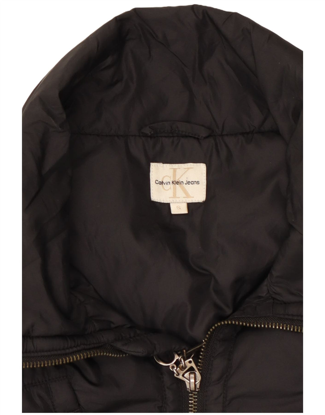 Calvin Klein Jeans Dame Crop Bomber Jacket UK 10 Small Black Polyester