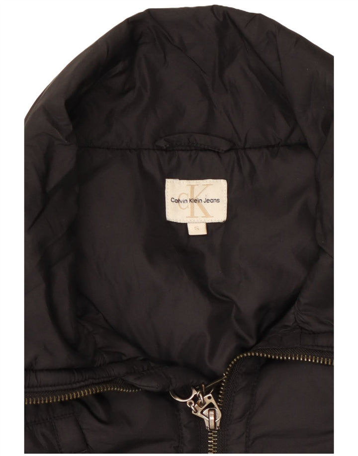 Calvin Klein Jeans Dame Crop Bomber Jacket UK 10 Small Black Polyester