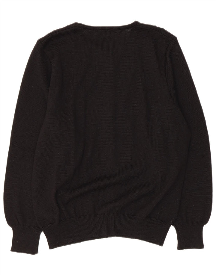 Vintage dame cardigan sweater UK 14 Medium Black Virgin Wool