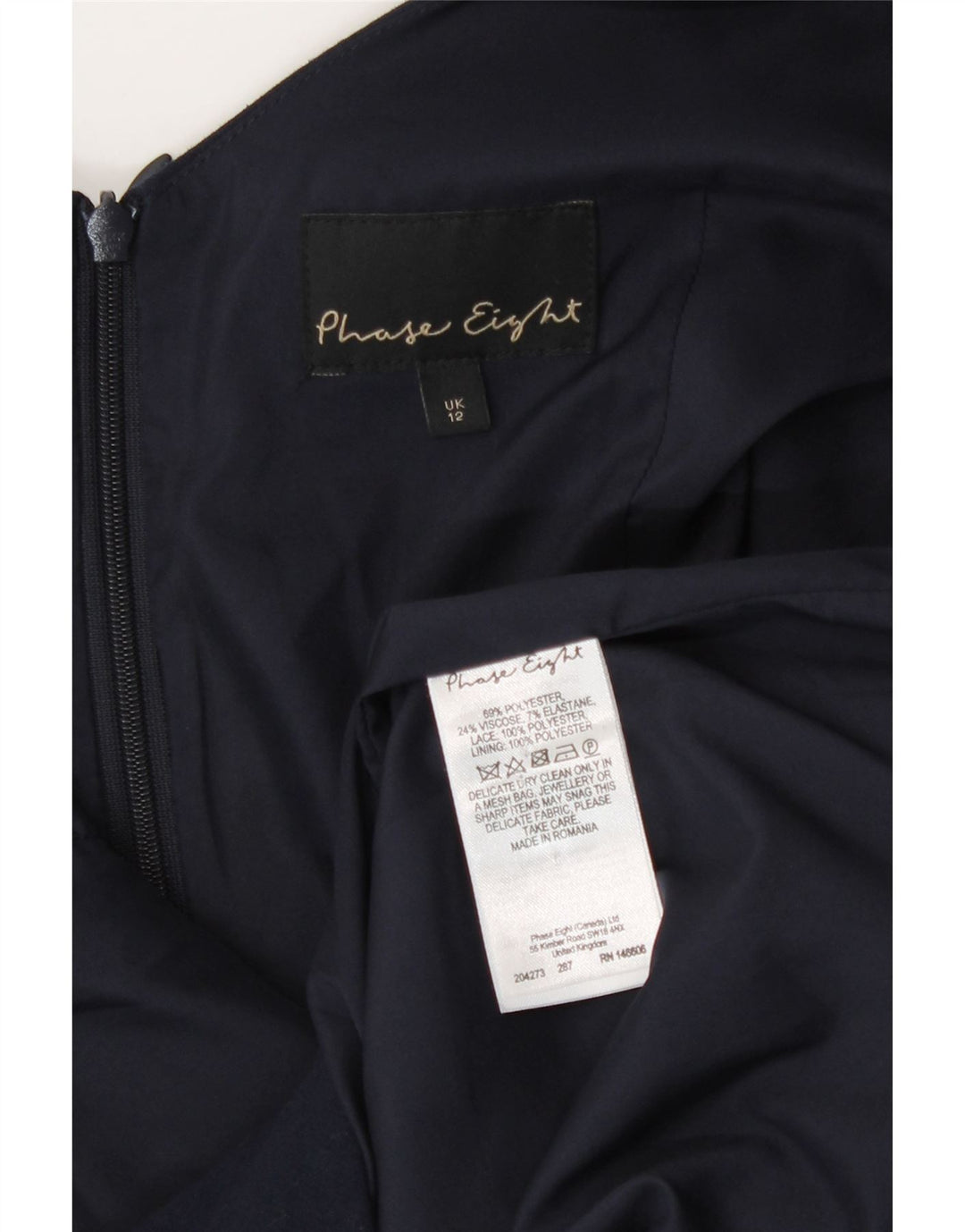 Phase Eight Kvinders Ærmeløs Skede Kjole UK 12 Medium Navy Blue Polyester