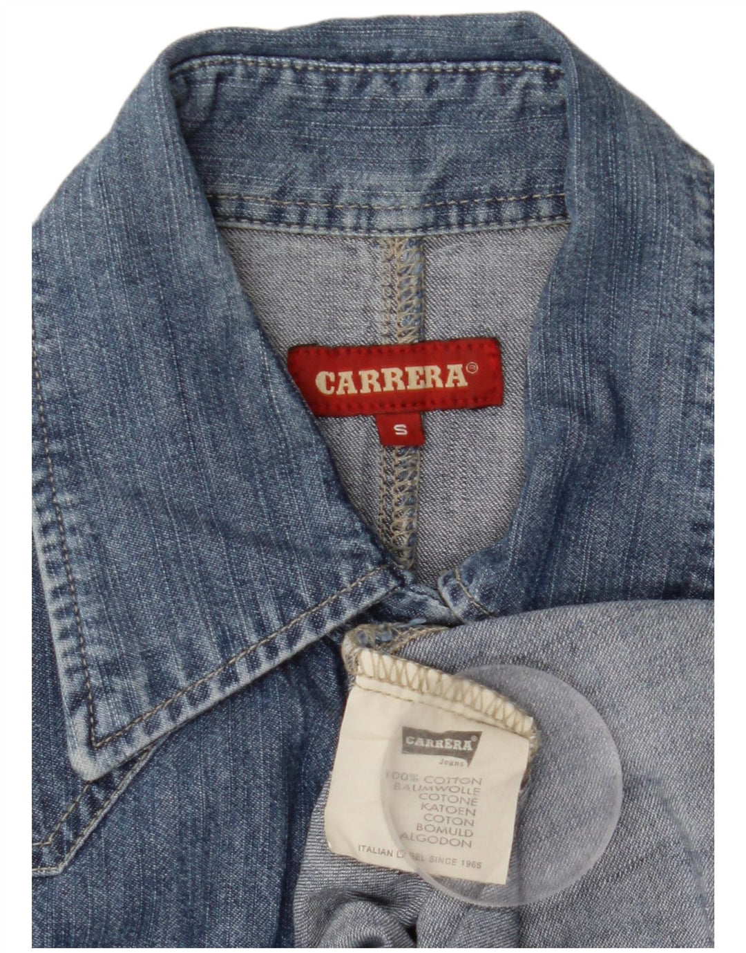 CARRERA Dame Denim Shirt UK 10 Small Blue Cotton