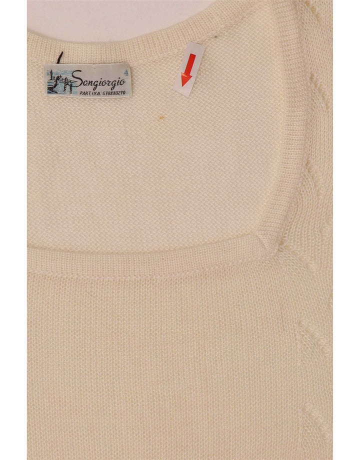 Sangiorgio Dame Kortærmet Regular Bluse Top UK 14 Medium Off White