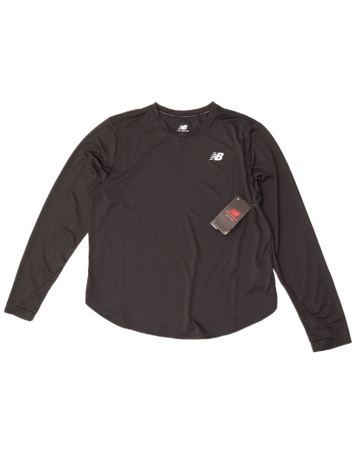 New Balance Dame Top Langærmet UK 16 Stor Sort Polyester