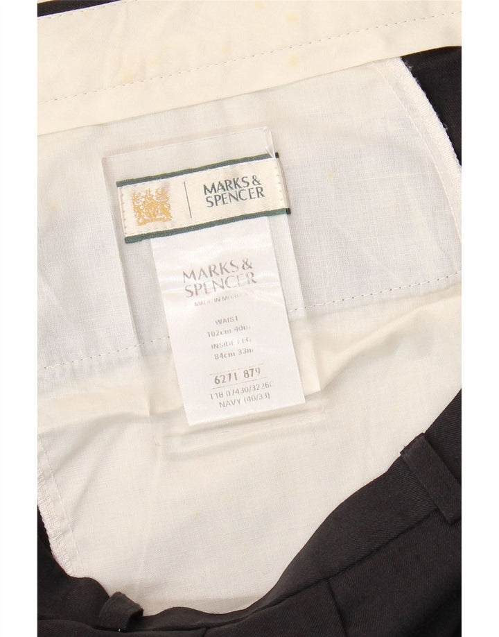 Marks & Spencer Herre Pegged Suit Bukser W40 L33 Marineblå Polyester