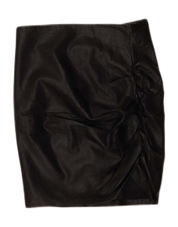 Zara Womens imiteret læder blyantnederdel Small W26 Black