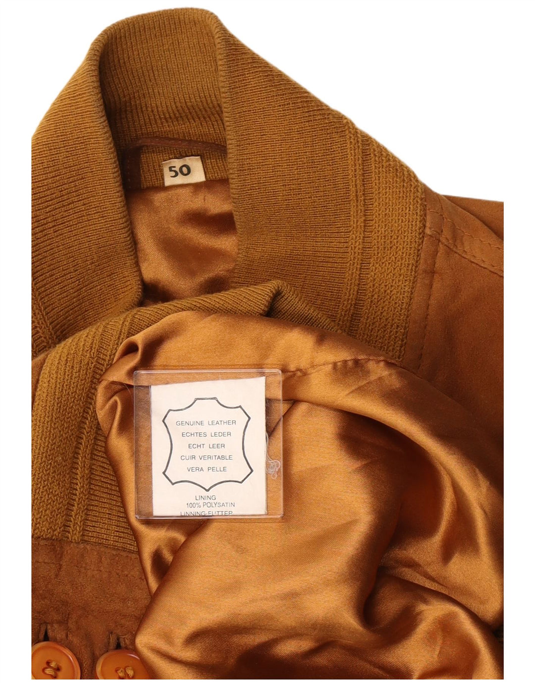 Vintage herre ruskind bomberjakke IT 50 Stort beige læder