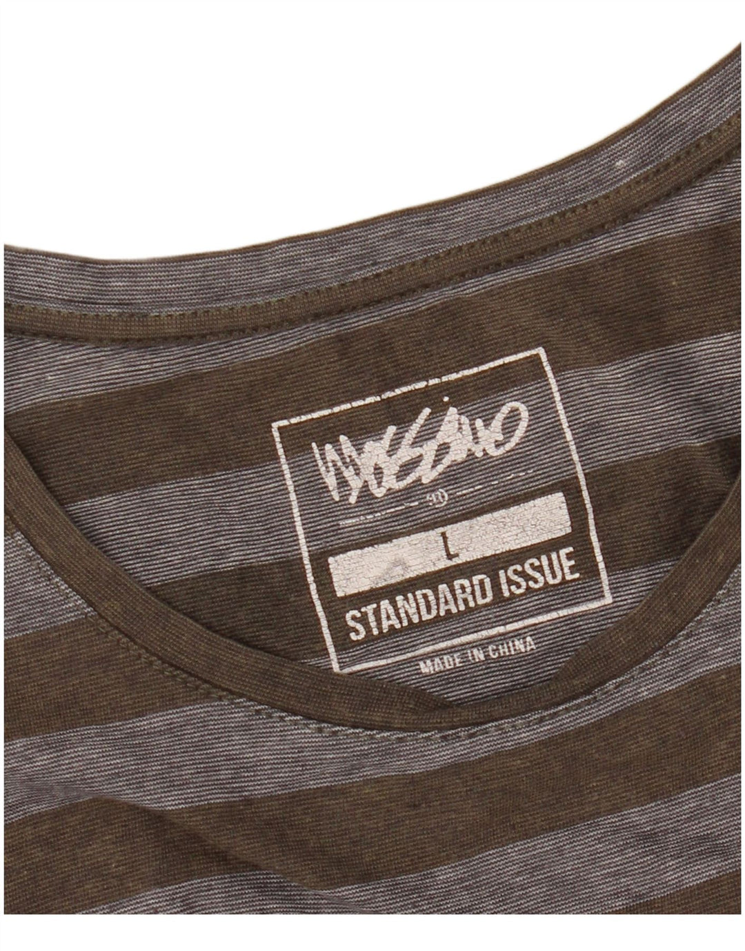 Mossimo Herre T-Shirt Top Stor Khaki Stribet