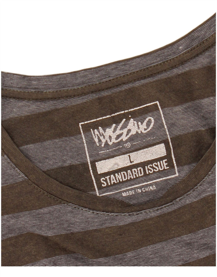 Mossimo Herre T-Shirt Top Stor Khaki Stribet