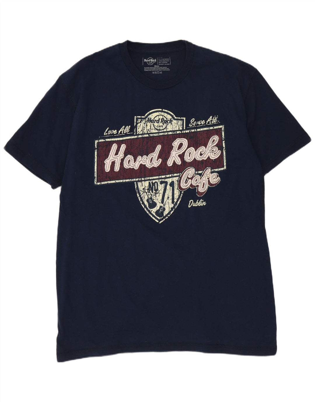 HARD ROCK CAFE Herre Dublin Grafisk T-shirt Top Stor marineblå bomuld