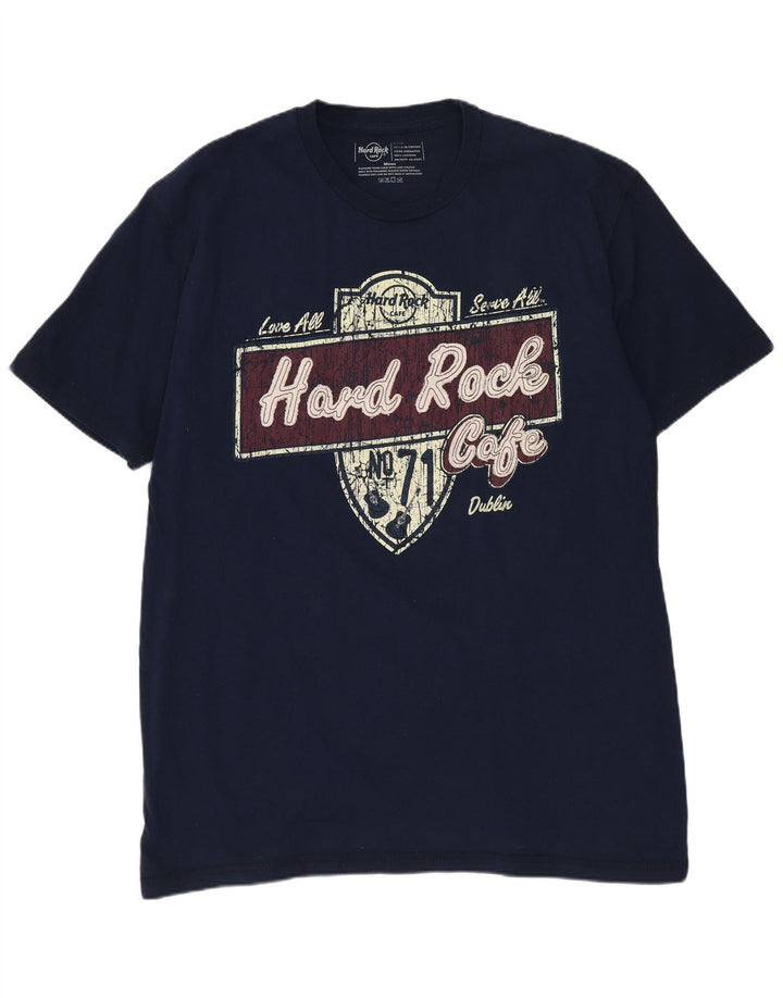 HARD ROCK CAFE Herre Dublin Grafisk T-shirt Top Stor marineblå bomuld