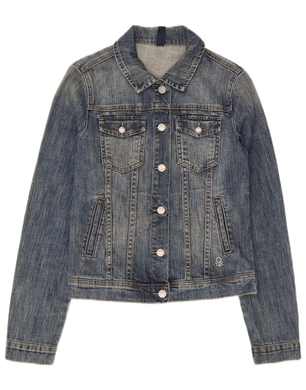 Benetton Girls Denimjakke 11-12 År 2XL Blå Bomuld