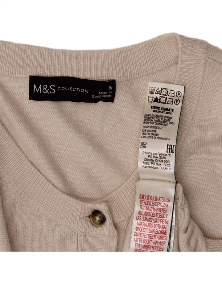 Marks & Spencer Dame Cardigan Sweater UK 16 Stor Beige Viscose