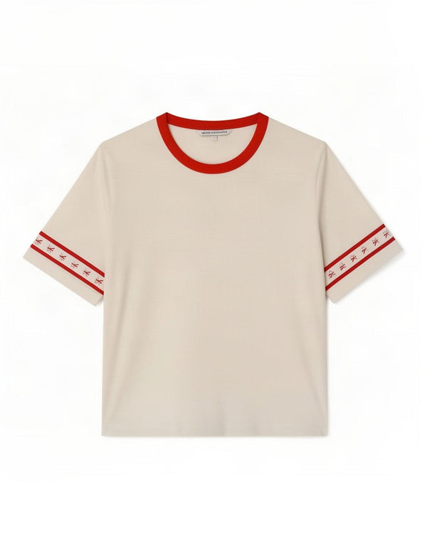 Calvin Klein Jeans Womens Graphic T-Shirt Top UK 10 Small White Colourblock