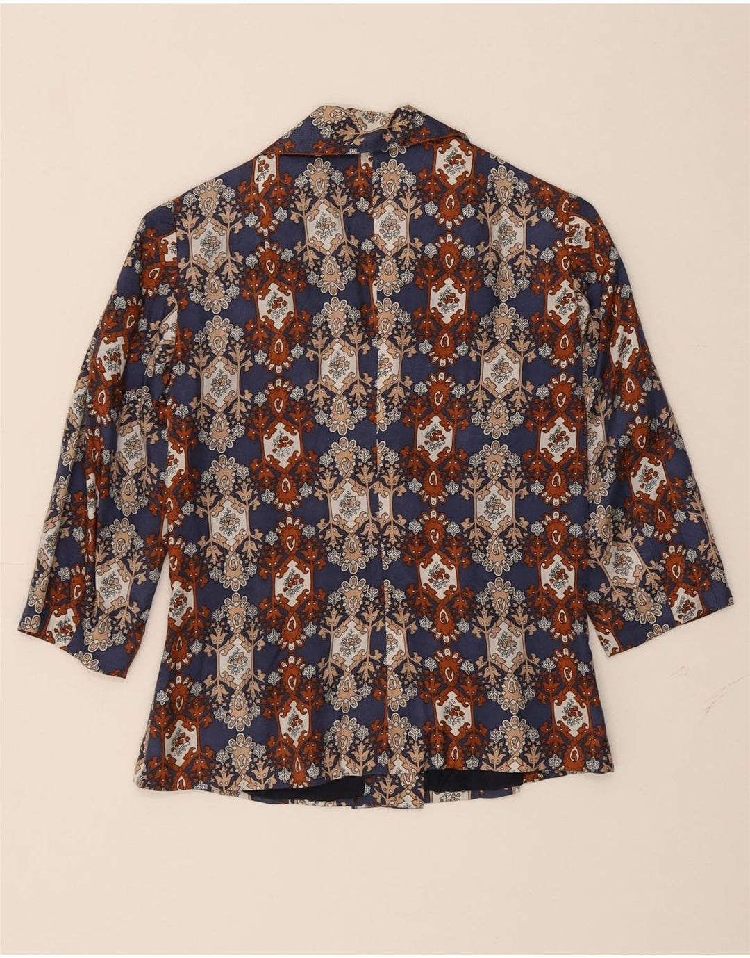 VINTAGE Womens 3/4 Sleeve 3 Button Blazer Jacket UK 10 Small Blue Floral Vintage Vintage and Second-Hand Vintage from Messina Hembry 