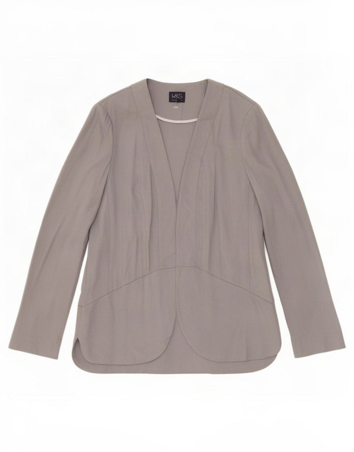 Marks & Spencer Dame Open Blazer Jacket UK 10 Small Grey Lyocell