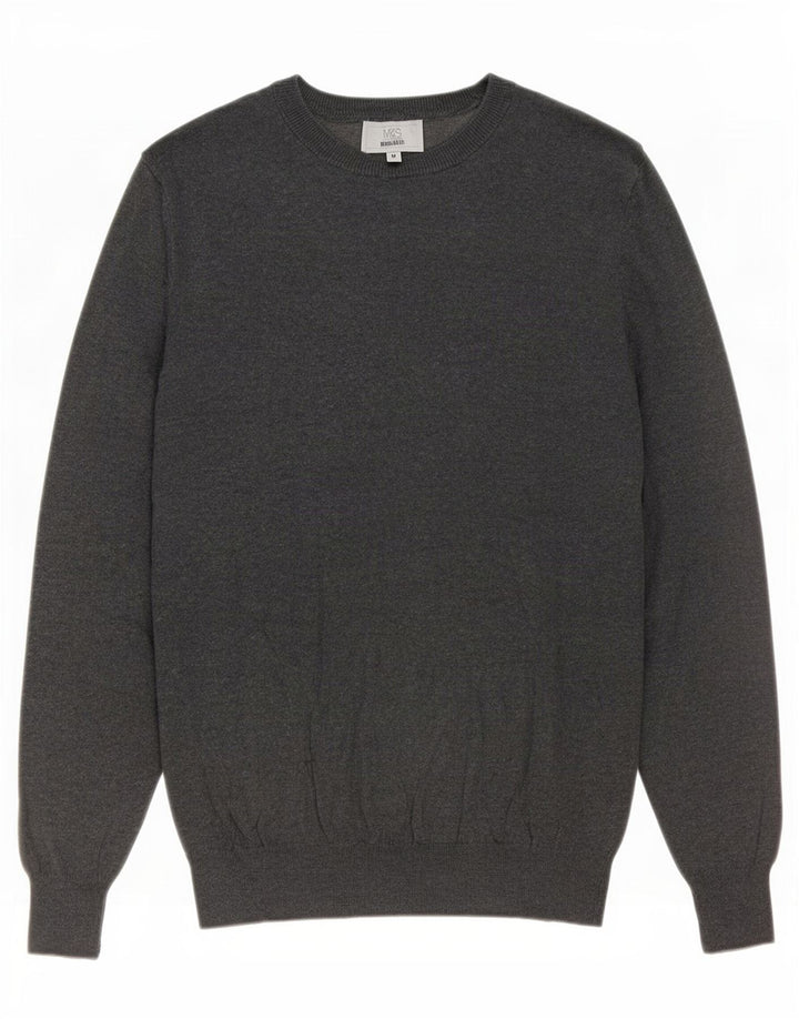 Marks & Spencer Herre Regular Fit Boat Neck Jumper Sweater Medium Grey