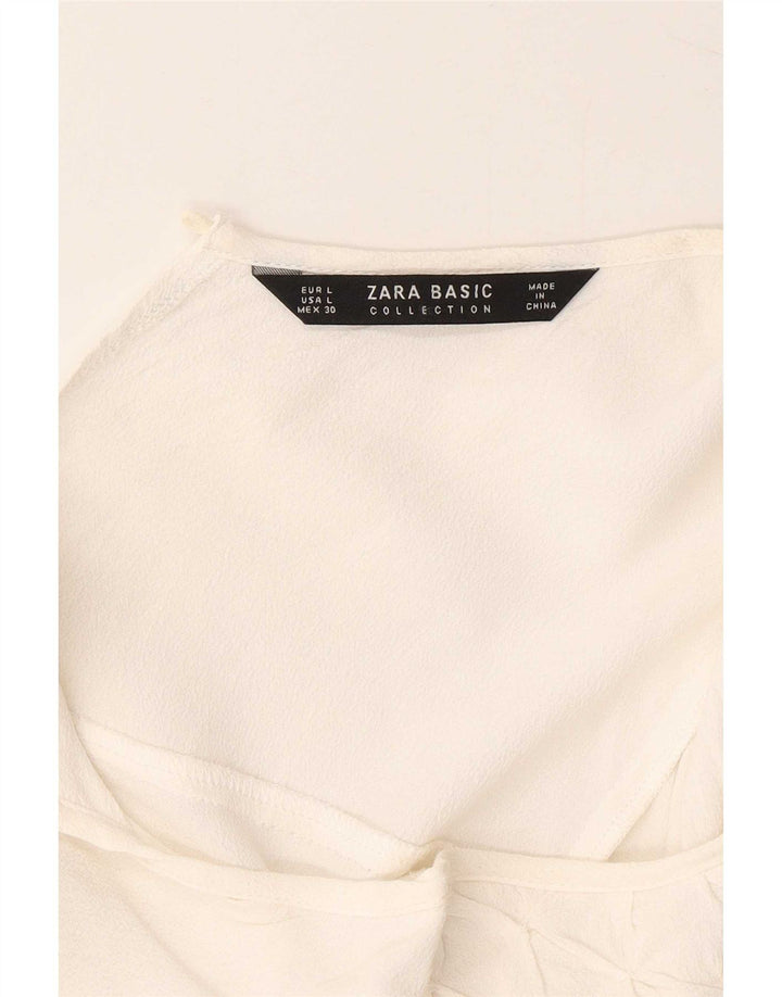 Zara Dame bluse Top UK 16 Large White Viscose