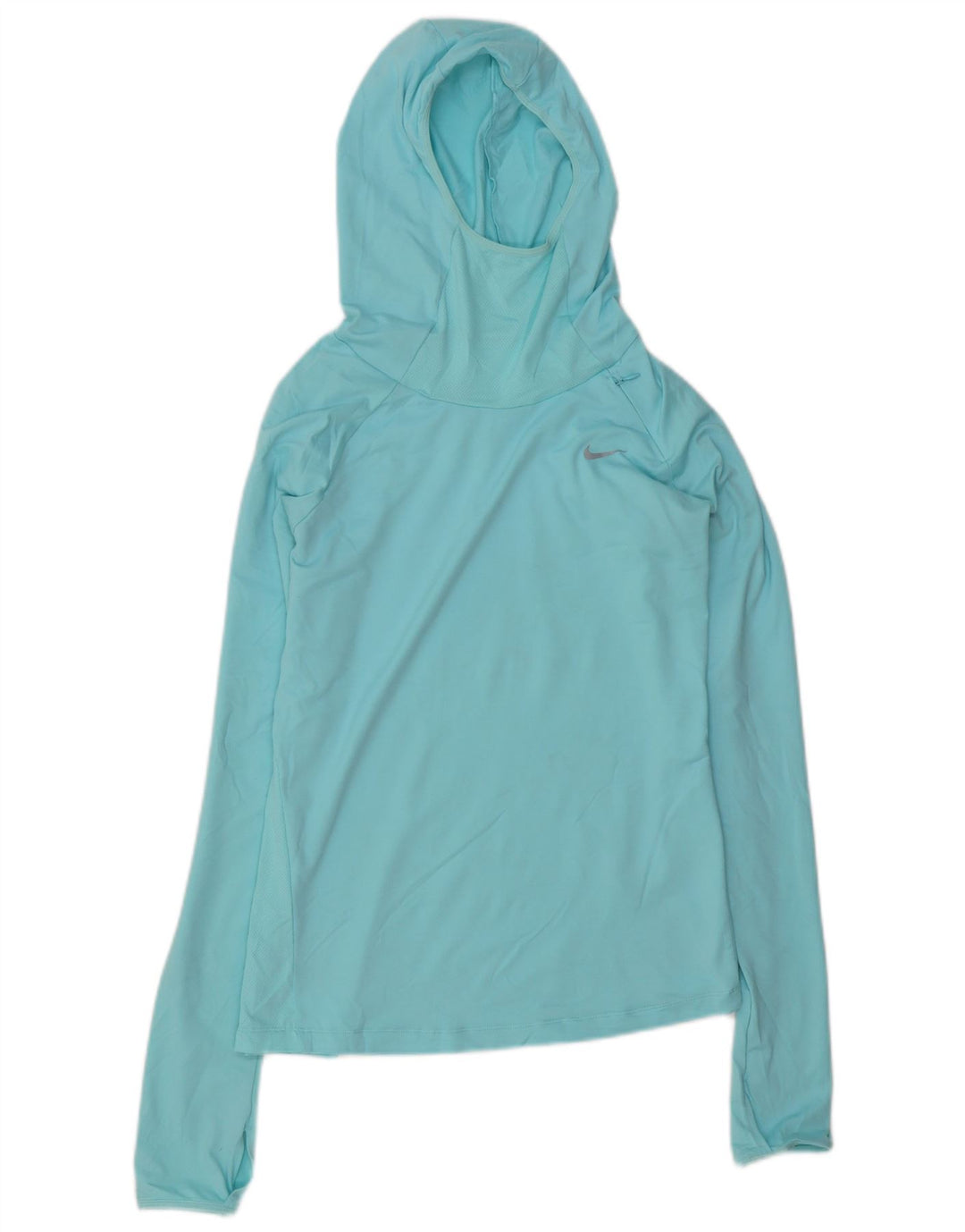 NIKE Dame Dri Fit hættetop Langærmet UK 10 Lille blå polyester
