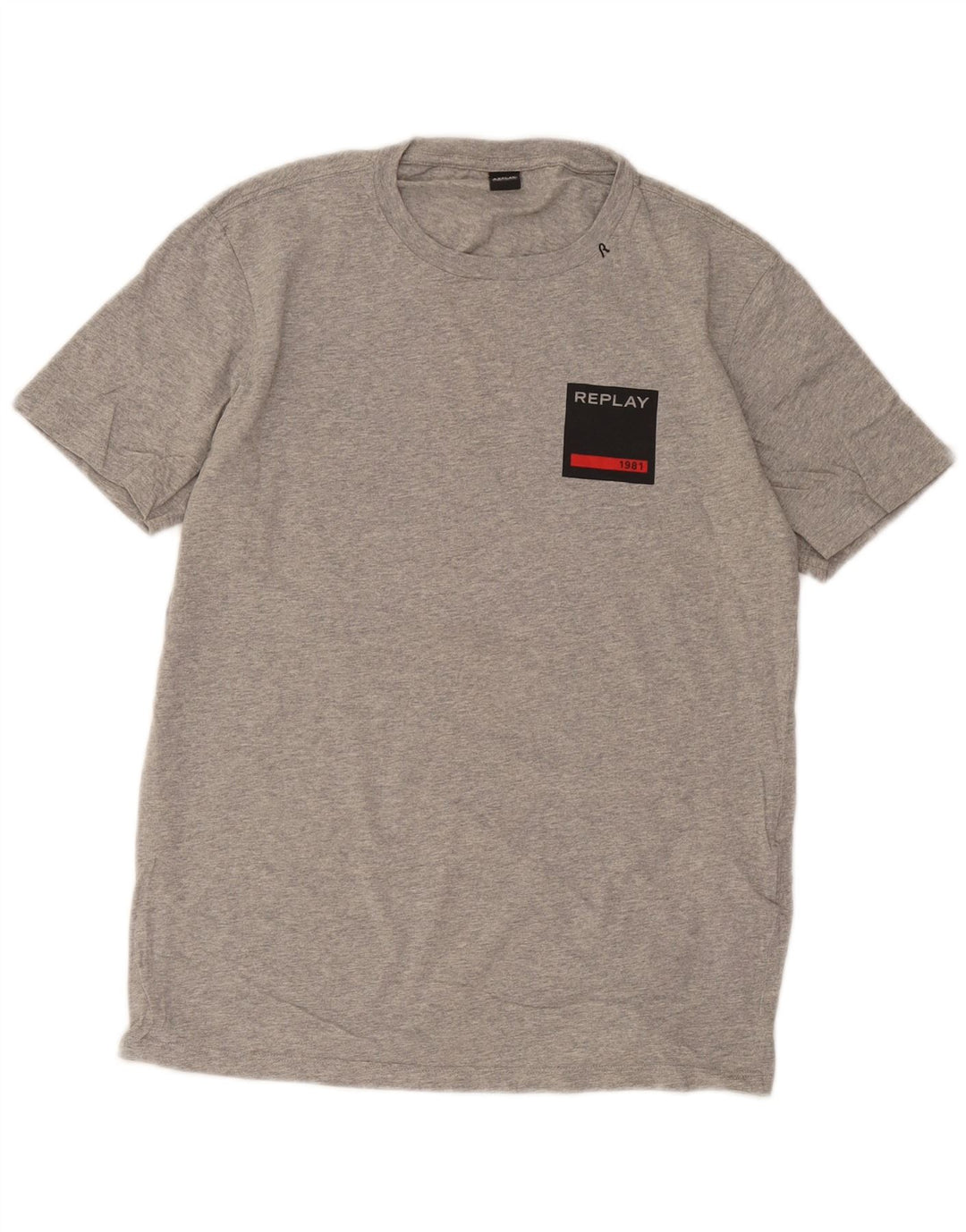 Replay Herre T-Shirt Top Stor Grå Flecked Bomuld