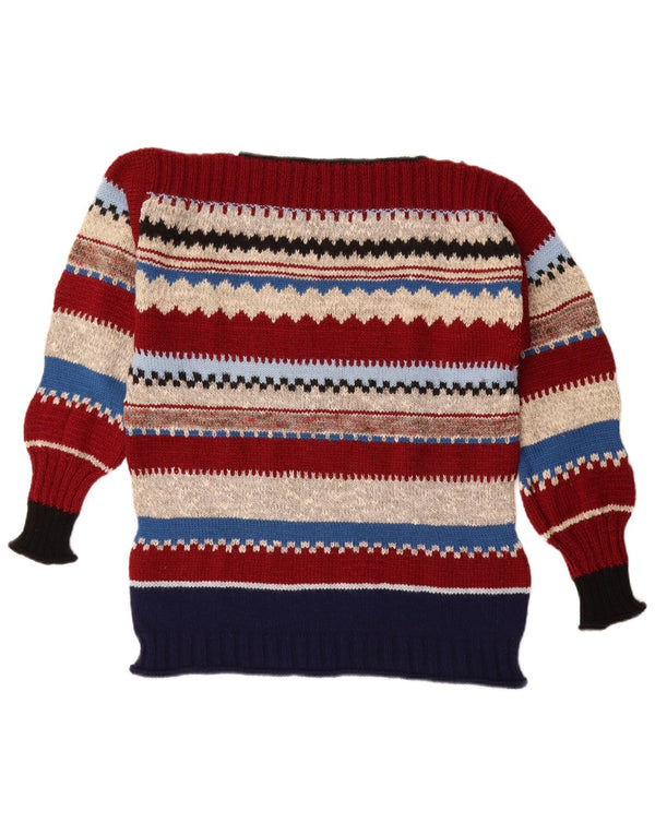 Vintage Dame Boat Neck Jumper Sweater UK 18 XL Flerfarvet Stribet