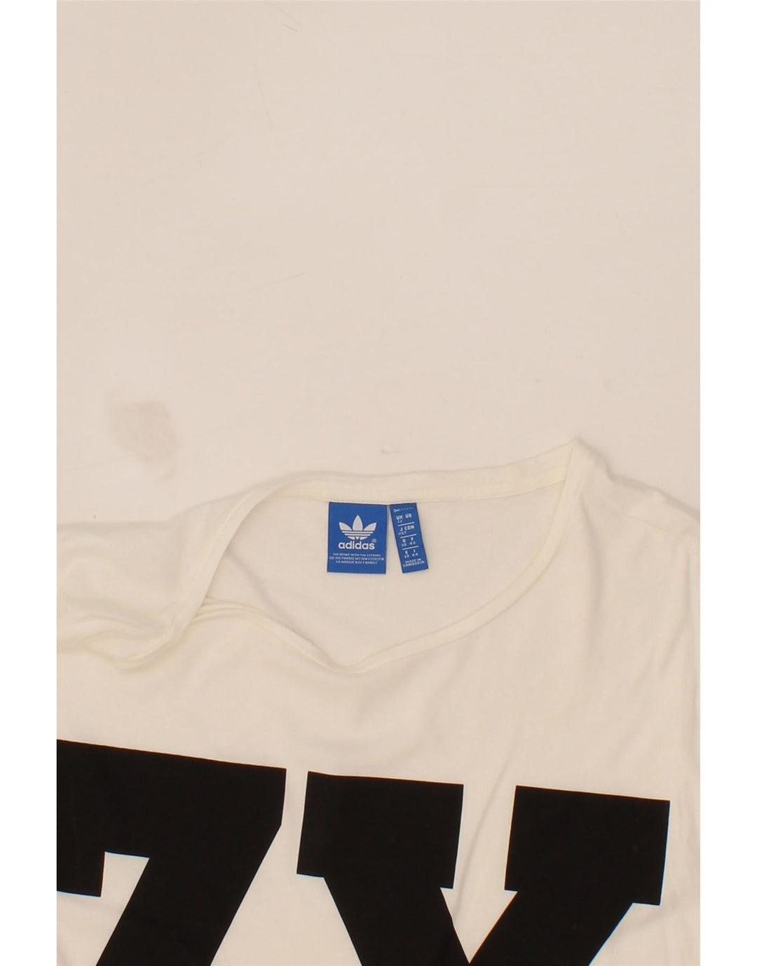 ADIDAS Womens Oversized Graphic T-Shirt Top UK 12 Medium White Cotton Vintage Adidas and Second-Hand Adidas from Messina Hembry 