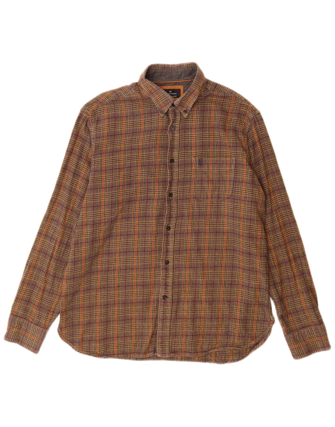 Marks & Spencer Herre Blue Harbor Flannel skjorte Stor brun Houndstooth