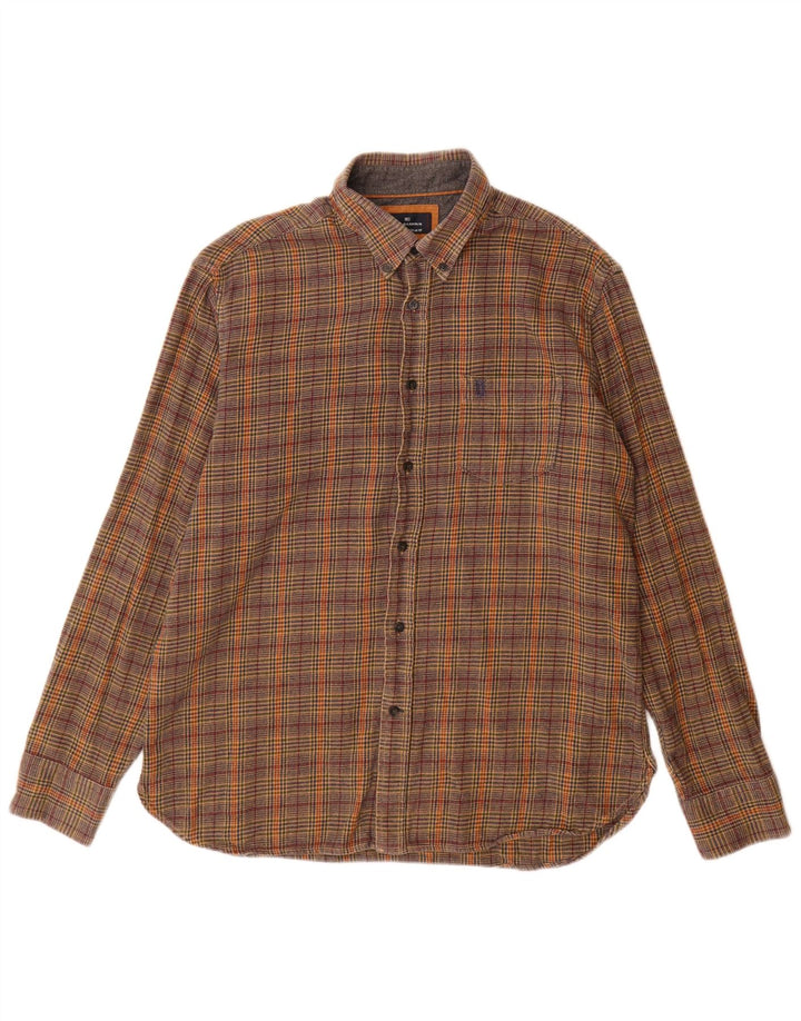 Marks & Spencer Herre Blue Harbor Flannel skjorte Stor brun Houndstooth