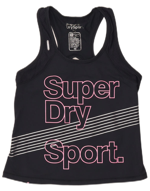 SUPERDRY Kvinder Grafisk Vest Top UK 18 XL Sort Nylon