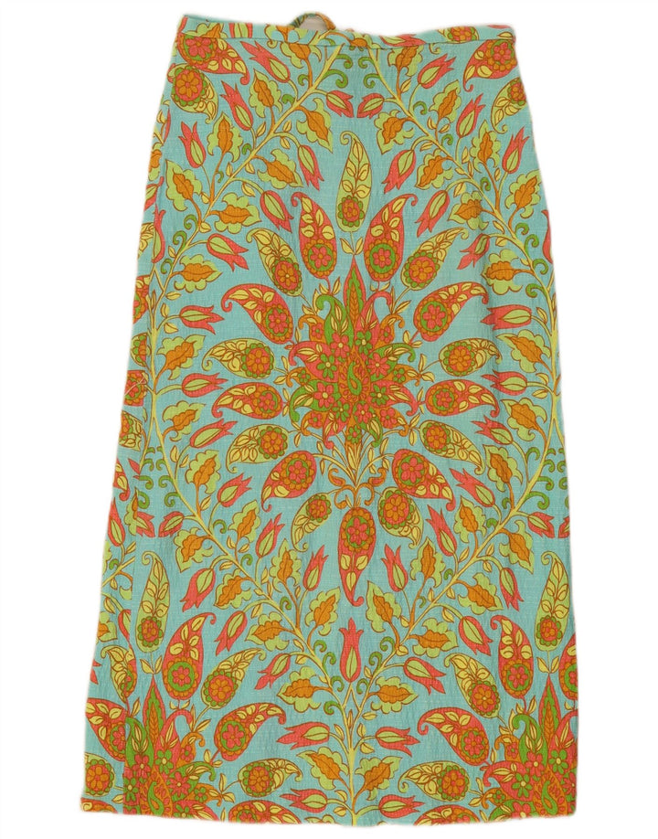 Zara Dame Midi Nederdel Medium W28 Blå Paisley