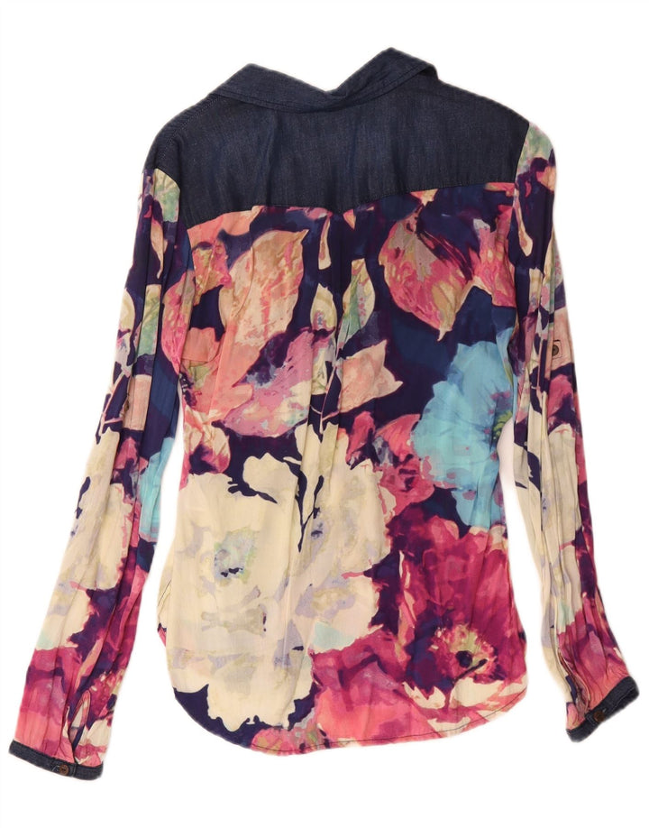 Desigual Dame Pullover Shirt Bluse UK 10 Small Multicolored Floral