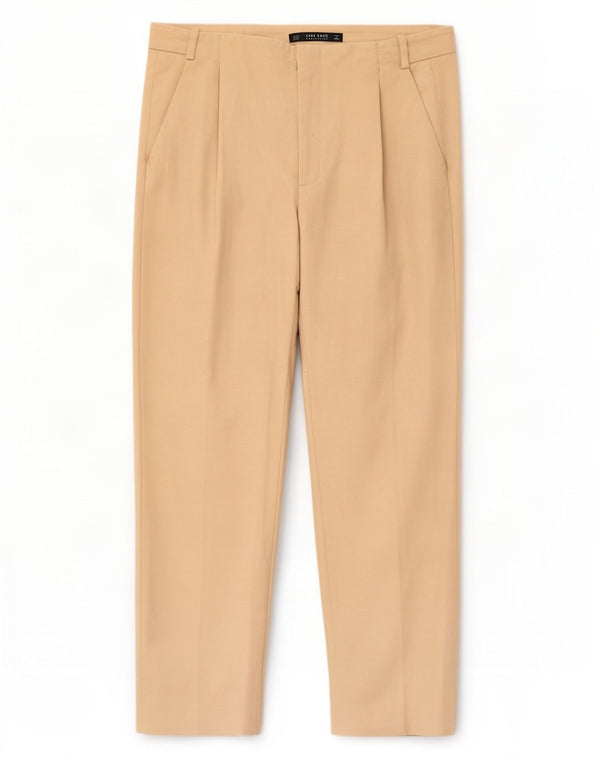 Zara Dame Pegged Chino Bukser EU 44 XL W34 L27 Beige Bomuld