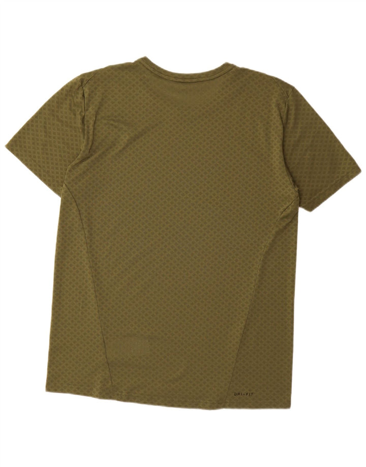 Nike Herre Dri Fit T-shirt Top Medium Khaki Geometrisk Polyester