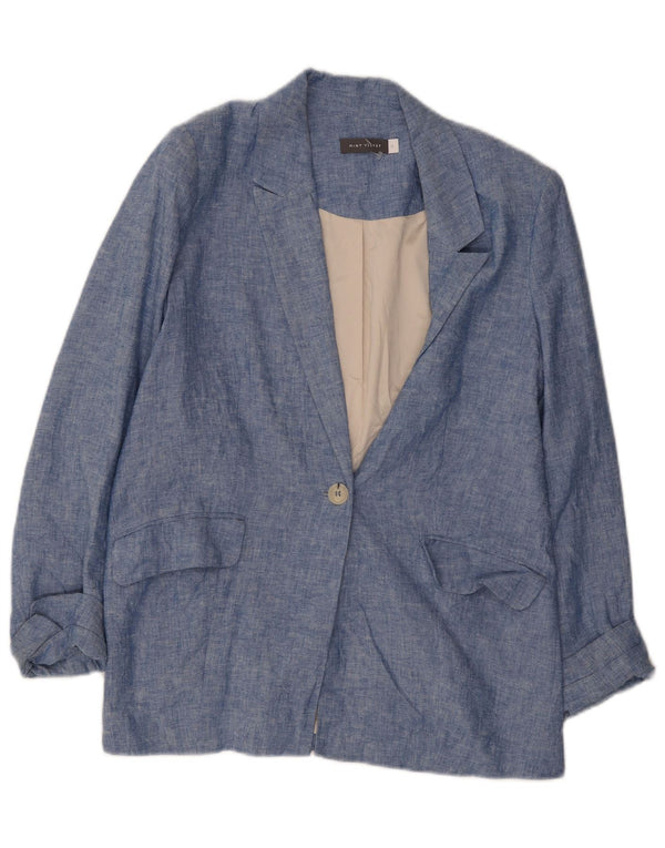 MINT VELVET Dame 1-knaps blazerjakke UK 12 Medium Blue Linen