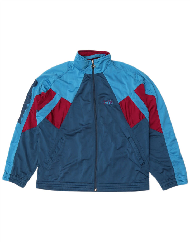Diadora Herre grafisk hel træningsdragt UK 42 Large Blue Colourblock Polyester