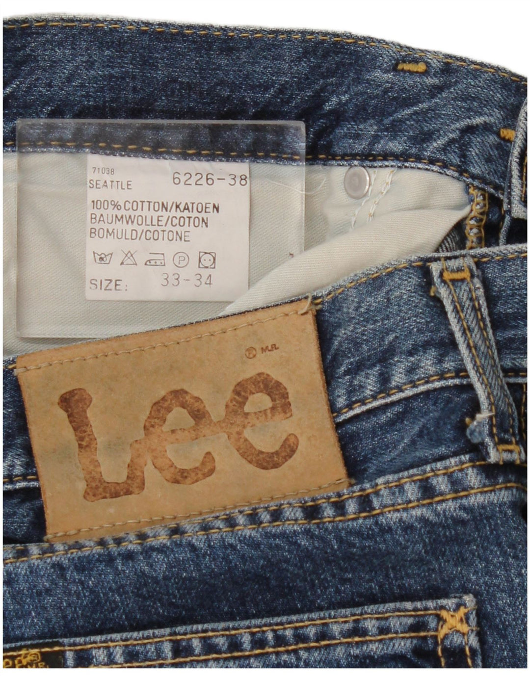 Lee Mens Seattle Straight Jeans W33 L31 Blå Bomuld