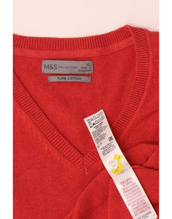Marks & Spencer Herre V-hals sweater XL Rød Bomuld