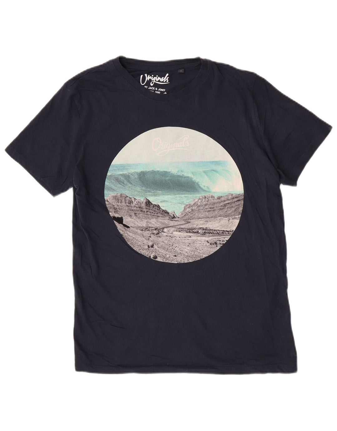 Jack & Jones Herre Regular Grafisk T-Shirt Top Medium Navy Blue Nature