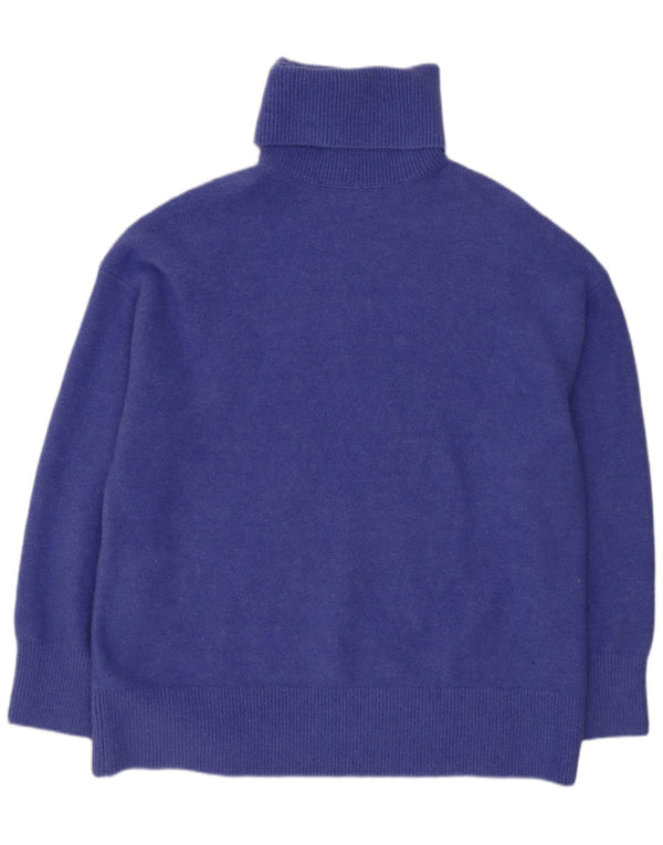 Zara Dame Oversized Roll Neck Jumper Sweater UK 14 Medium Blue Acryl