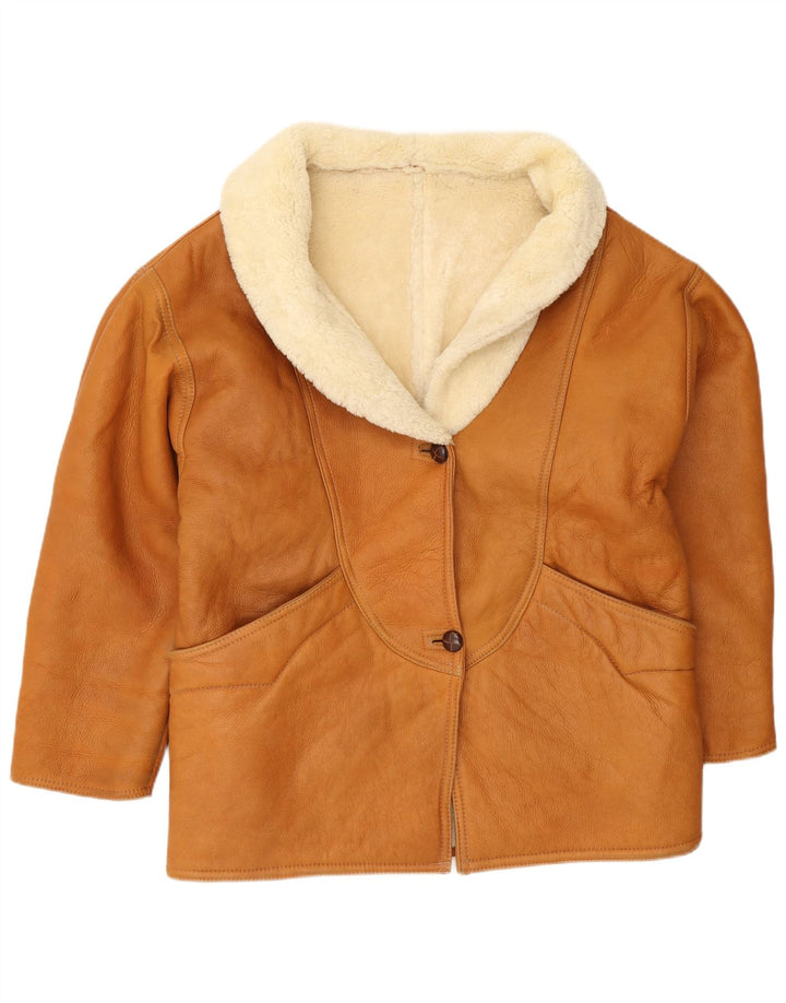 Vintage Dame Shearling Jacket UK 18 XL Brun Shearling