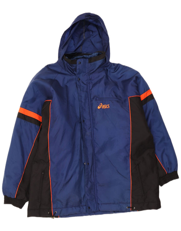 Asics Herre Hooded Loose Fit Polstret Jakke UK 40 Large Navy Blue Colourblock