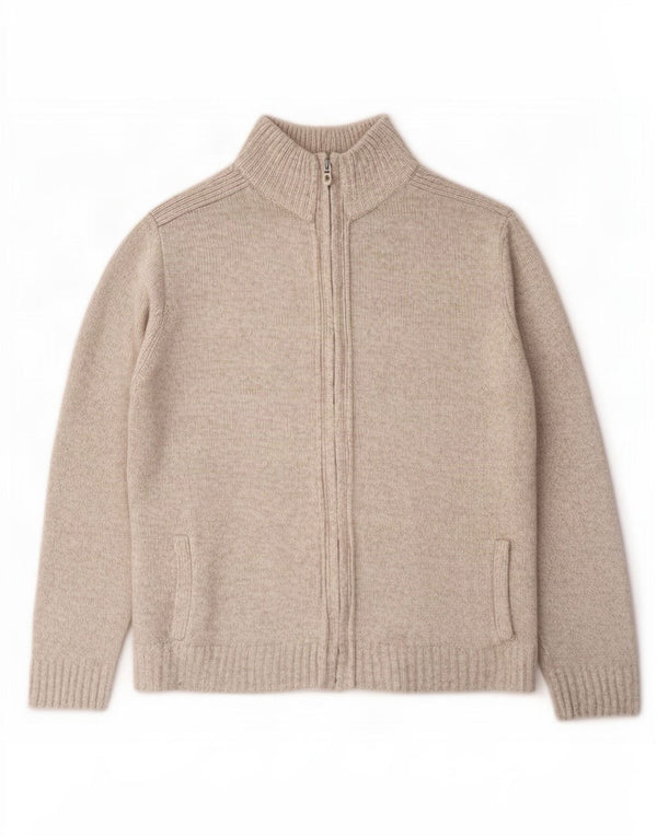 Marks & Spencer Herre Cardigan Sweater Stor Beige Flecked Acryl