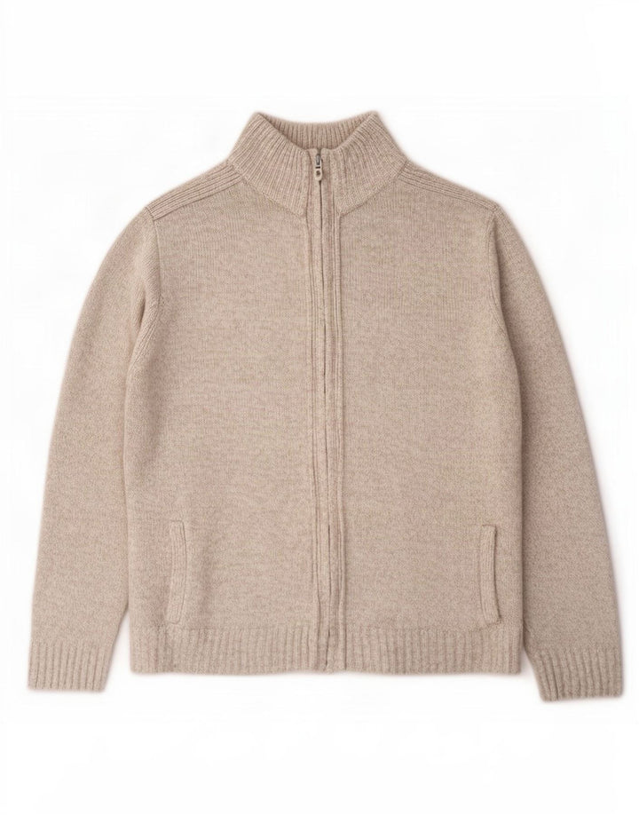 Marks & Spencer Herre Cardigan Sweater Stor Beige Flecked Acryl