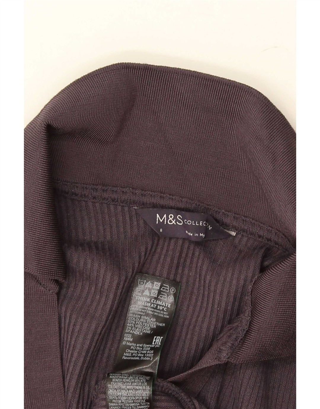 Marks & Spencer Dame Langærmet Polo Shirt Uk 8 Small Grå Polyester