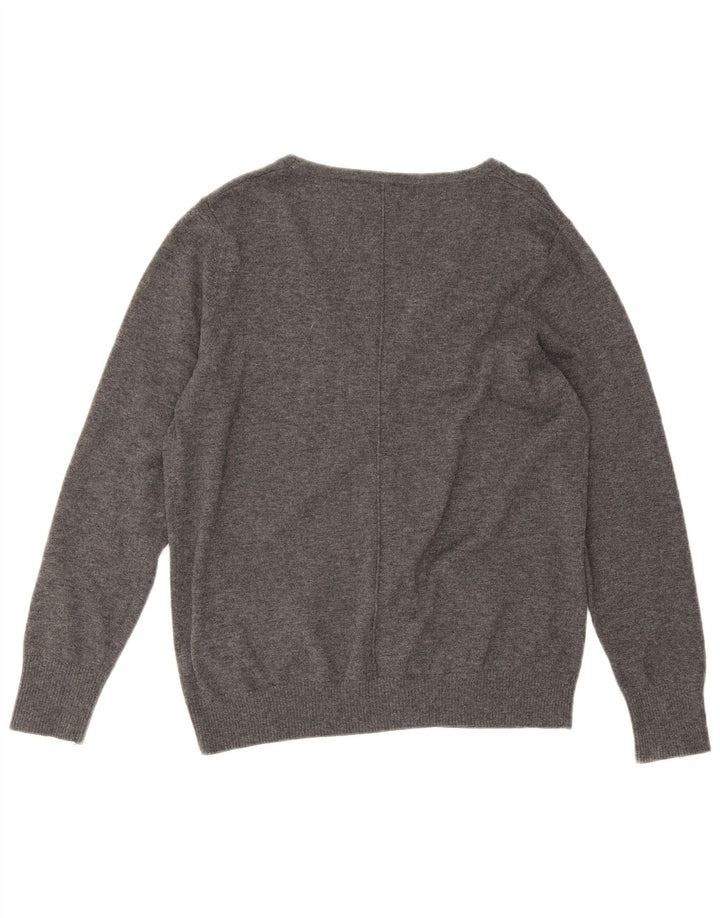 Fat Face Dame Cardigan Sweater UK 16 Stor Grå Uld
