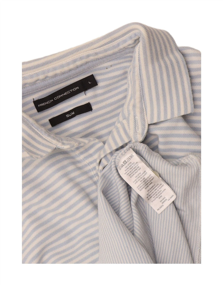 French Connection Slim Polo Shirt til mænd Stor blå stribet bomuld